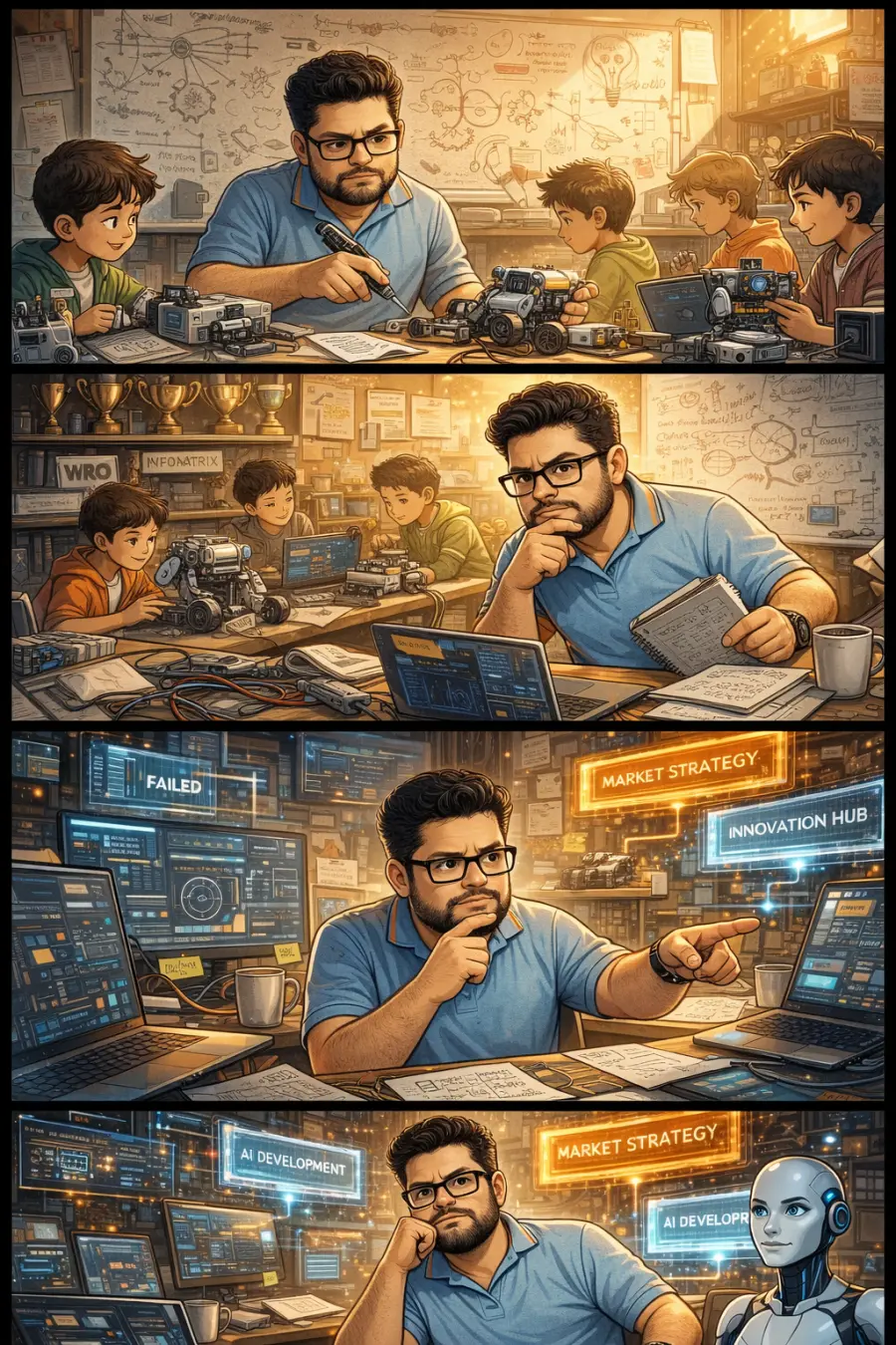 Carlos enseñando robótica