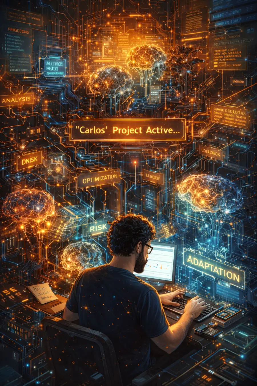 Carlos en su espacio de trabajo